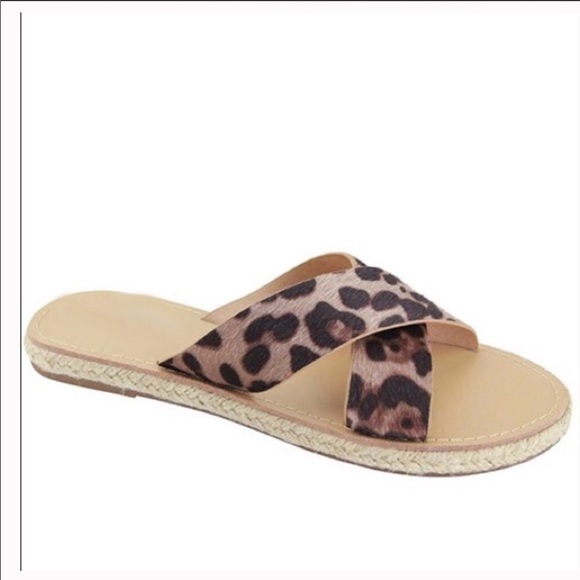 Leopard Vegan Suede Sandals - Picture 2 of 2